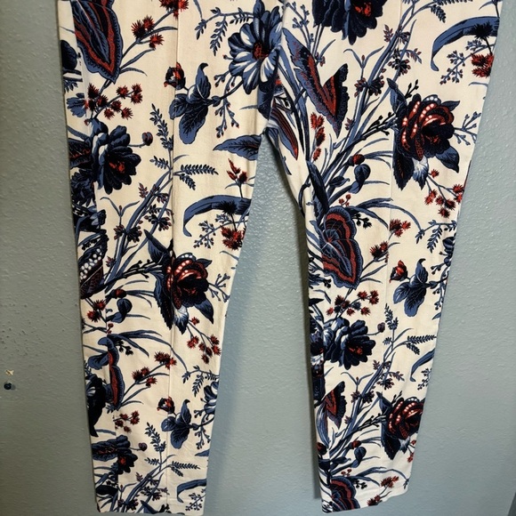 Diane Von‎ Furstenberg Dakota White Rose Floral Skinny Trouser Pants Size 12 - Picture 6 of 12